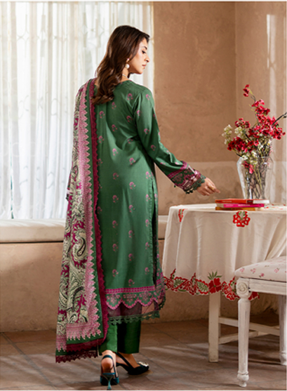 Alyssa – Green Digital Printed Unstitched 3-Piece khaddar Suit with printed