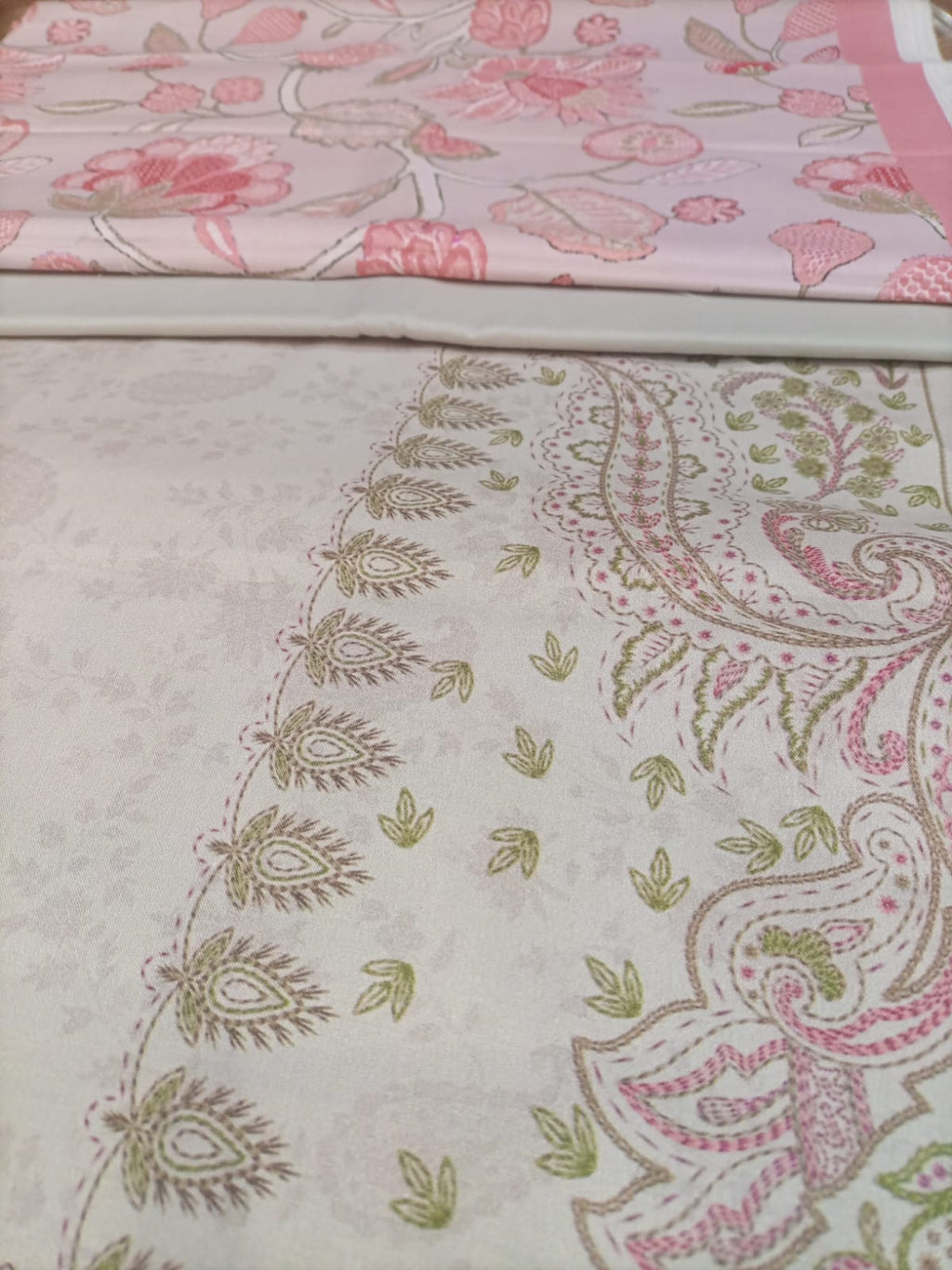 Soft Pastel Embroidered 3-Piece khaddar Suit with printed (Floral Dupatta)