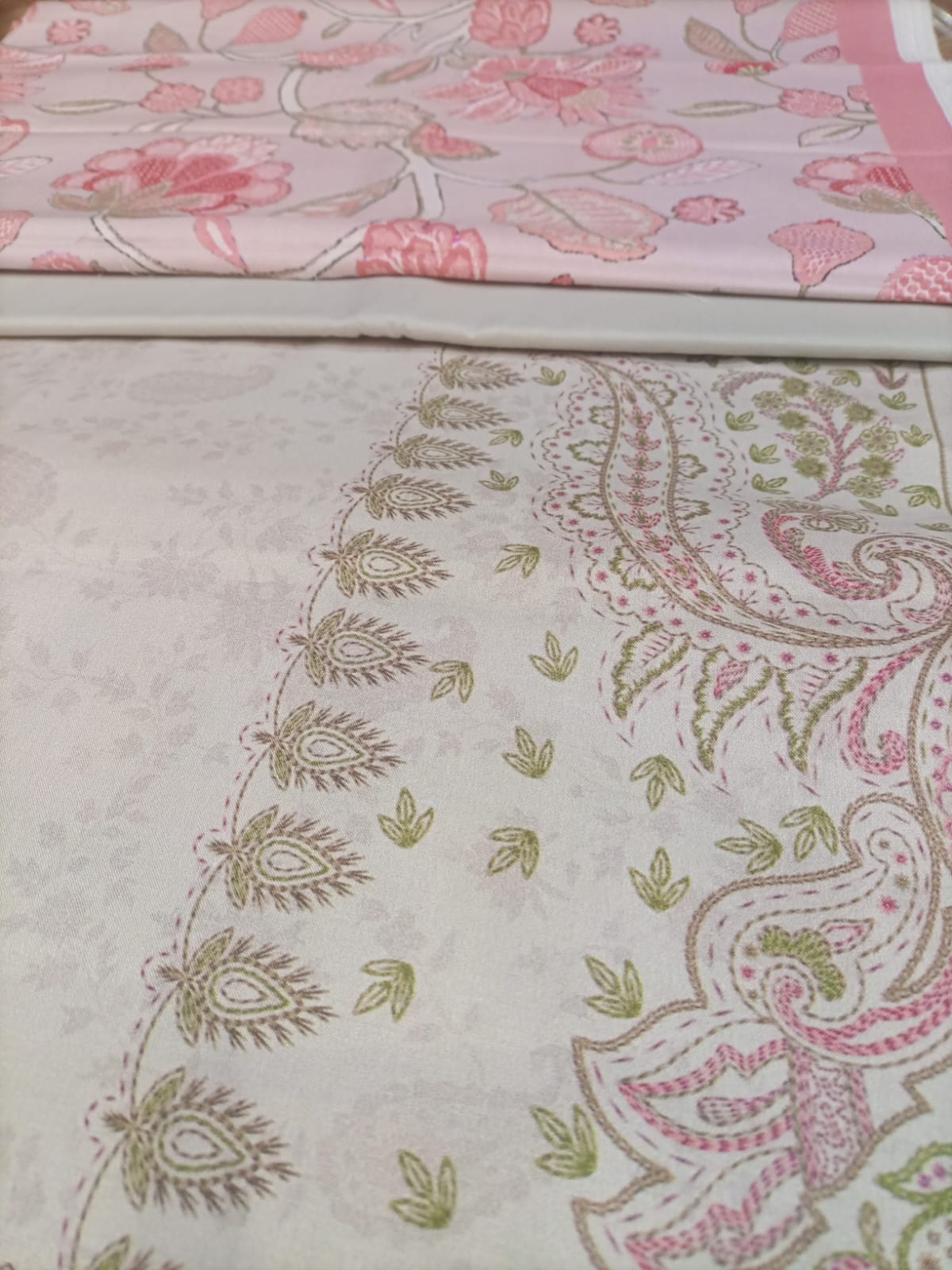 Soft Pastel Embroidered 3-Piece khaddar Suit with printed (Floral Dupatta)