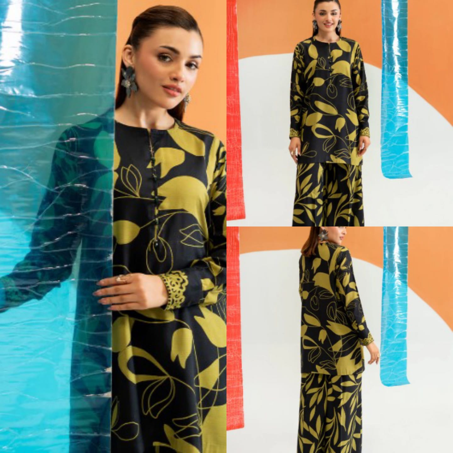Olive Bloom Luxe 2-Piece Unstitched Printed Lawn Suit